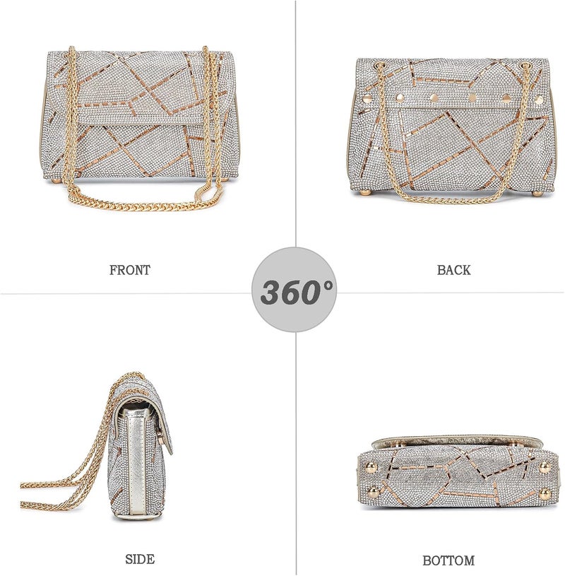 BBTT.ful Shoulder Bags Crossbody Bag Purses Handbags Crystals Rhinestone Evening Bag for Women Clutch Purse with Chain - Image 3